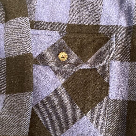 Moose Creek Heavy Flannel Plaid Button Up Blue Shirt Mens Large, 100% Cotton - Picture 4 of 15